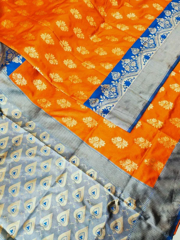 Orange_Embellished_Banarasi_Jacquard_Saree_(Orange)